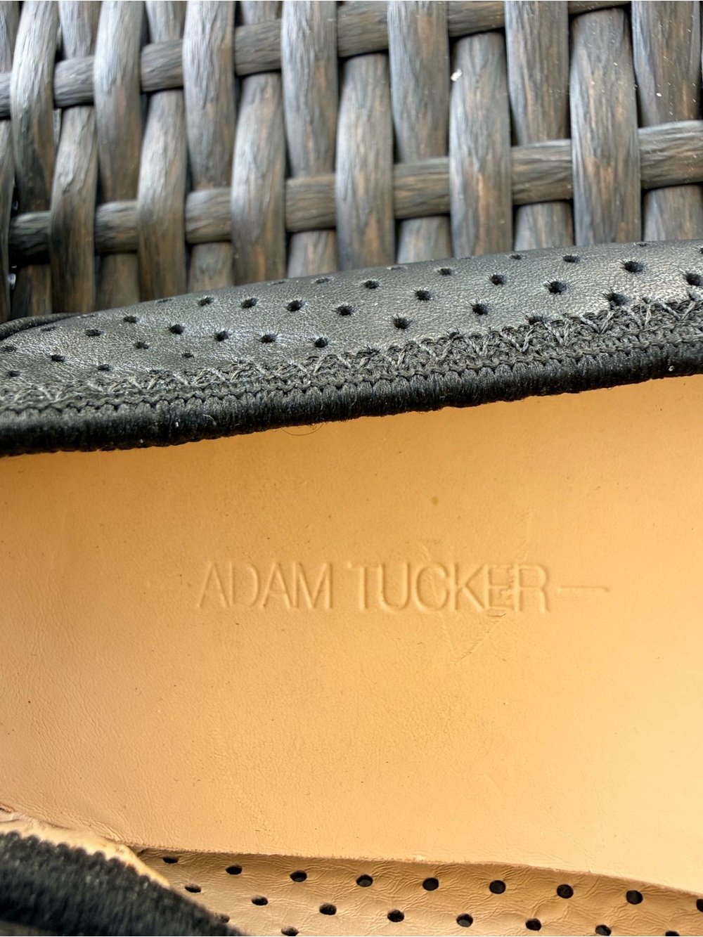 Adam Tucker Black Perforated Ballet Flats - Picture 7 of 15